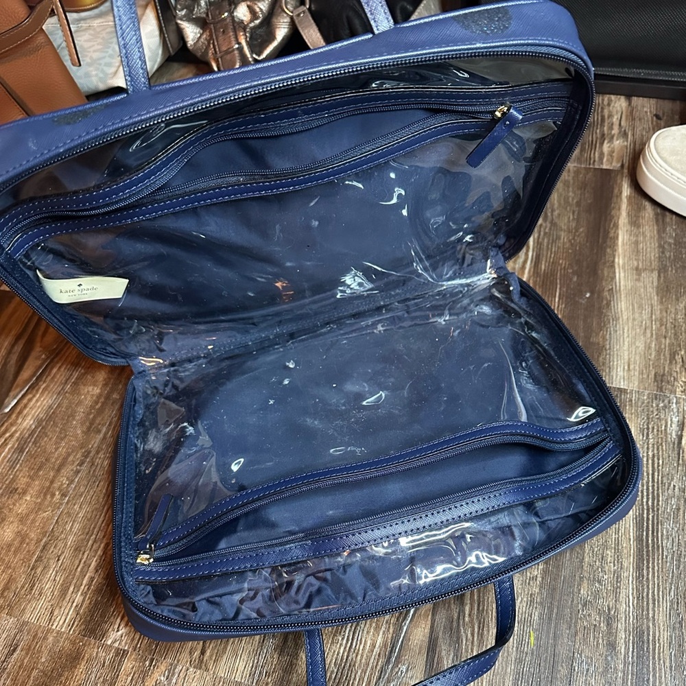 Kate Spade Blue Polka Dot Women's Makeup Organizer - Picture 2 of 4